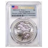 RARE 2021-P (CC Privy Mark) Morgan Silver Dollar PCGS MS 70 First Strike (Flawless Brilliant Uncircu