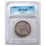 1857 Seated Liberty Silver Half Dollar-ICG AU55 (Under-Graded IMO)