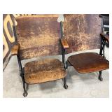 Antique Cast Iron & Wood Theater Seats
