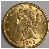 1893-s $5 Gold Liberty Coin