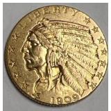 1909 $5 Gold Indian Coin