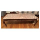 MARBLE TOP COFFEE TABLE WITH 2 MATCHING END TABLE