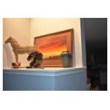 Horses and Original Oil Signed