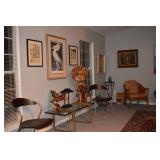 Mid Century Chairs, Glass Top Coffee Talbe 