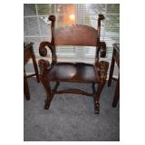 Carved Wood Chair with Lions HEads
