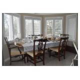 Dining Table Crystal Vases Cups Saucers