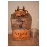 Atlas and Coors Wood Boxes