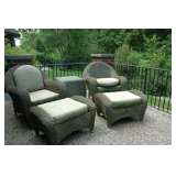 Wire wicker patio set