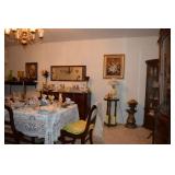 Depression Glass, Art Glass Tea Cups Buffet Table