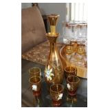 Bohemian glass decanter and glasses