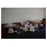 Crystal, Cup & Saucers Cobalt Blue