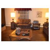 Flexsteel Sofa, Wood Coffee Table