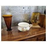 Anchor Pottery Chamber Pot/ Glass Vases