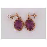 AMETHYST EARRINGS 10K YELLOW GOLD ANTQIUE VINTAGE ESTATE GEMSTONE JEWELRY  https://www.liveauctionee