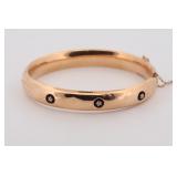 DIAMOND BANGLE BRACELET 14K YELLOW GOLD VICTORIAN OLD MINE CUT ESTATE JEWELRY