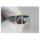 OPAL RING TANZANITE DIAMOND 14K GOLD OPAL  https://www.liveauctioneers.com/item/147048294_opal-ring-