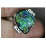 OPAL RING DIAMOND PLATINUM NATURAL O7.57CT D.13CT  https://www.liveauctioneers.com/item/147048261_op