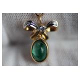 EMERALD PENDANT DIAMOND 18K YELLOW GOLD NATURAL  https://www.liveauctioneers.com/item/147048330_emer