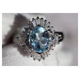 AQUAMARINE RING DIAMOND PLATINUM A1.24CT D.50CT  https://www.liveauctioneers.com/item/147048343_aqua