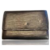 LOUIS VUITTON LV BLACK LEATHER KEYCHAIN WALLET