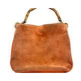 GUCCI SUEDE LEATHER BAMBOO HANDLE PURSE
