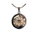 STERLING SILVER MOTHER OF PEARL PENDANT NECKLACE