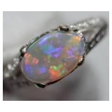 NATURAL AUSTRALIAN DARK OPAL 18K WHITE GOLD