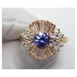 18K GOLD DIAMOND AND TANZANITE RING