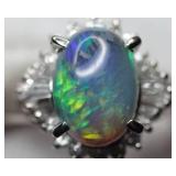 AUSTRALIAN BLACK OPAL DIAMOND PLATINUM RING