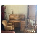 country raw wood roll top desk