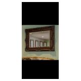 Faux wood large wall mirror
