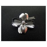 Sterling Brooch - Dog Wood Blossom Pin Back