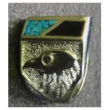 Eagle Sterling Ring w/ Obsidian & Turquoise