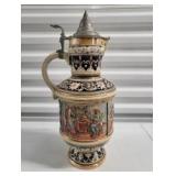 Tall Marzi Remy lidded beer stein - Tyrolean social scene #283