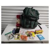 	Large Everest dark green camping backpack with some accessories