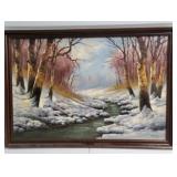 Gabris oil on canvas winter landscape 39" x 27"