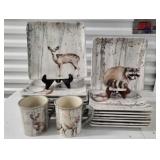 Certified International Woodland Walk animal plates and 2 mugs