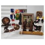 Wooden trinkets and decor - Matreshka from Russia, nutcracker, German wooden picture & more