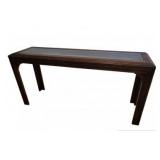 Vintage glass top cane console table