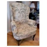 Vintage Mahogany Hickory Arm-chair with birds Queen Anne Style