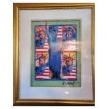ORIGINAL PETER MAX GOD BLESS AMERICA with COA and Appraisal 38" x 32"
