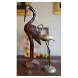 Brass and solid wood herons statues	