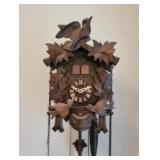 Vintage small carved wood Swiss Black Forest Feeding birds cookoo clock