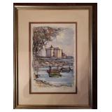 The Monastery of St Honorat by Hubert Clerissi color engraving with COA