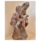 Large vintage MOTHER AND CHILD READING sculpture 24"