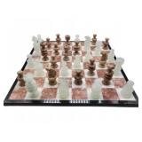 Handmade marble and onyx chess set