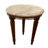 Mid-century Marble Top Drink Table Stand with Fluted Tapered Legs