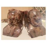 Nice Marbled a bit iridescent ceramic Bookends Mormon heads