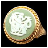 Wedgwood Cameo Ring 14k Gold Dancers design 4.2 gr