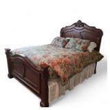 Mid Century Carved wood queen size bed